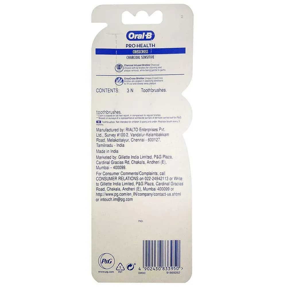Oral B Pro Health Criss Cross Charcoal Sensitive Ultra Soft Toothbrush (Buy 2 Get 1 Free) Main Image 2