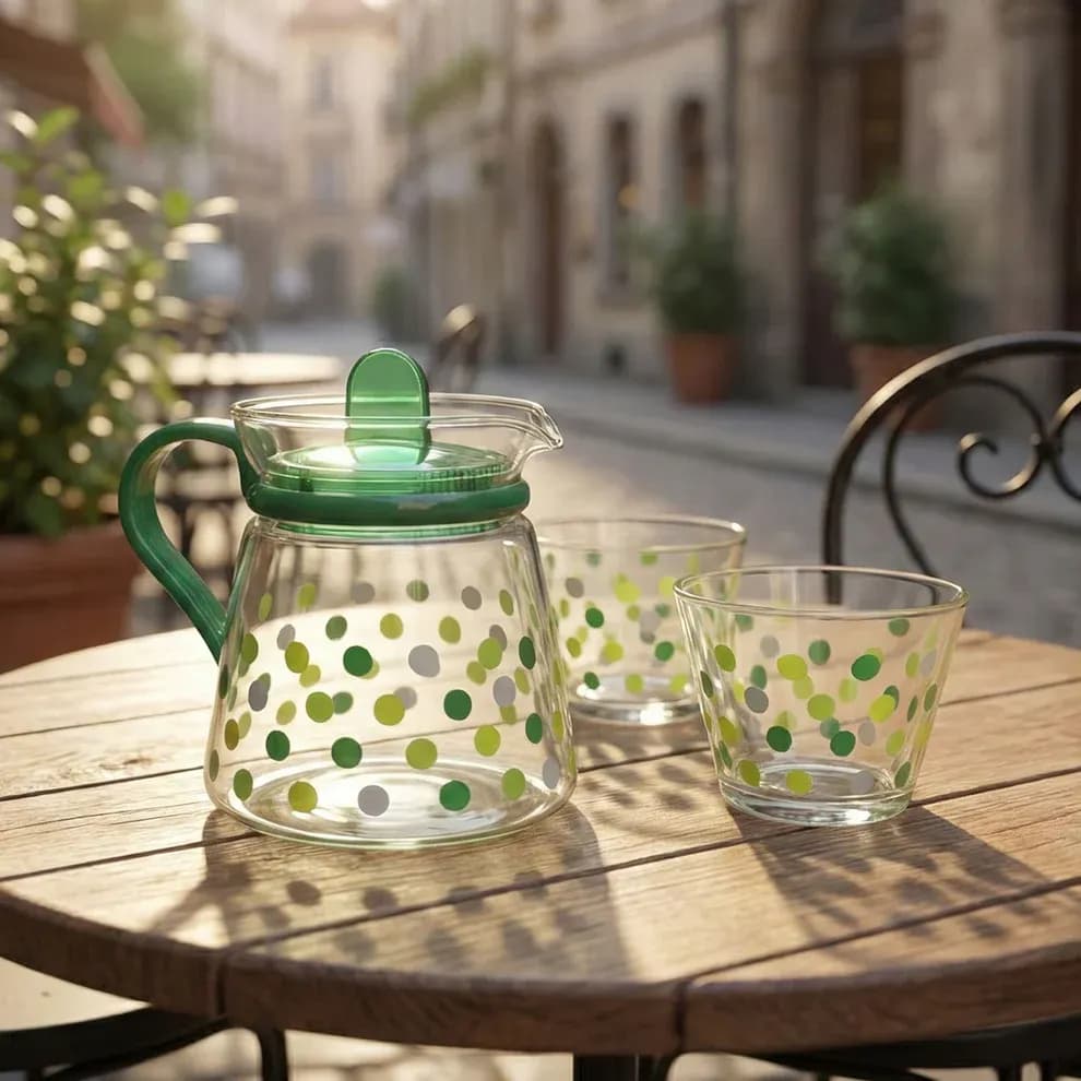 Elegant Glass Tea Pot with Matching Cups Set Main Image 6