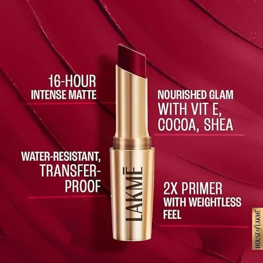 LAKME Powerplay Priming Matte Lipstick  Burgundy Passion, 3.6g Main Image 2