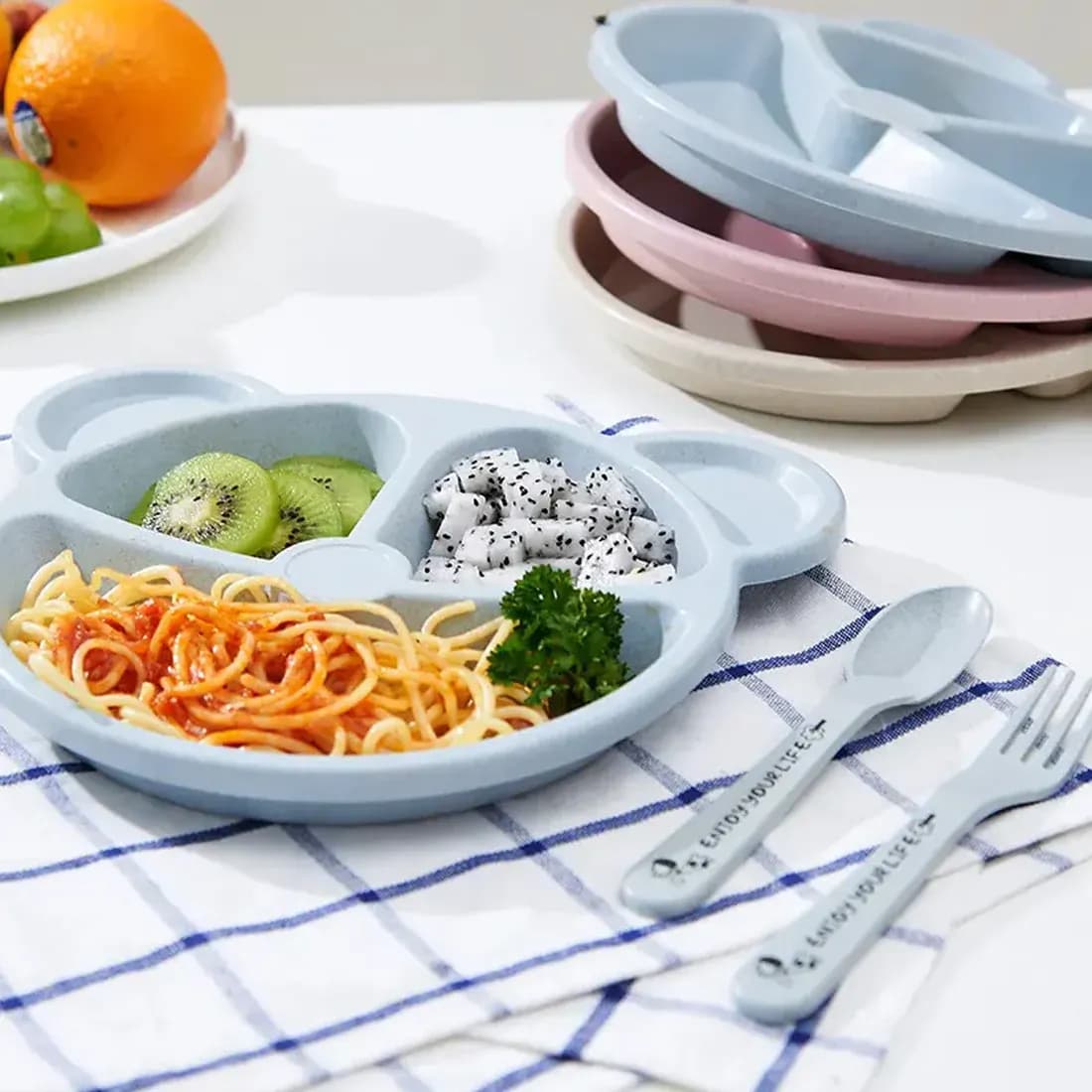 Kids 3 Compartment Food Tray ( 1 Set) Main Image 2
