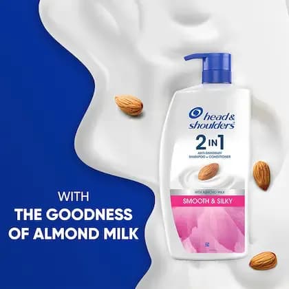 Head & Shoulders 2-in-1 Smooth and Silky Anti Dandruff Shampoo + Conditioner for Women & Men, With Almond Milk 650 ml Main Image 2