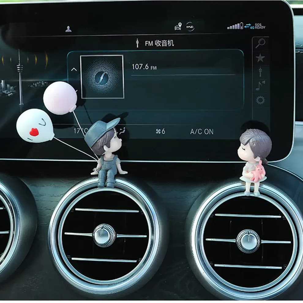 Plastic Cute Couple Car Dashboard Decoration Figurine Set Main Image 1