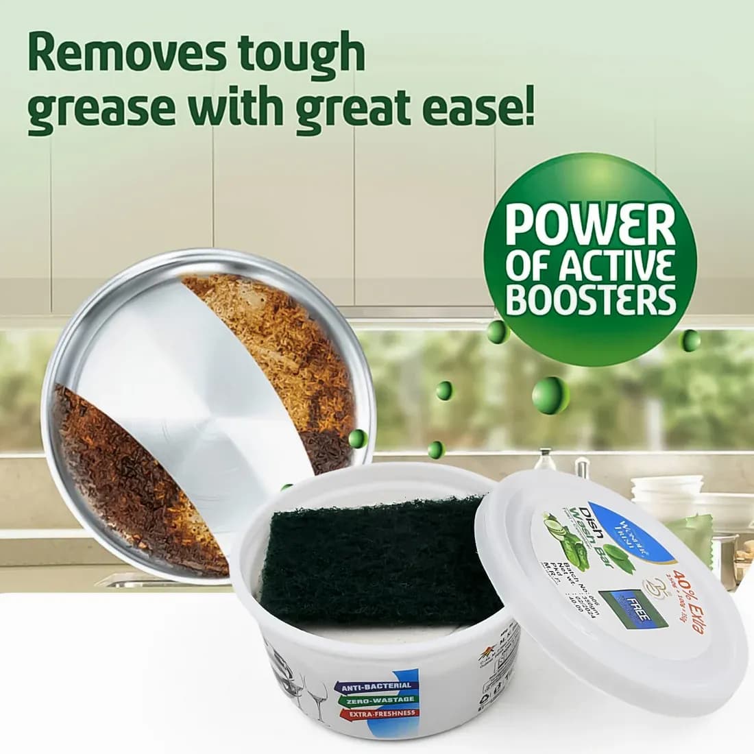 Fresh Mix Flavor Round Dishwash Bar With Super Scrubber Main Image 4